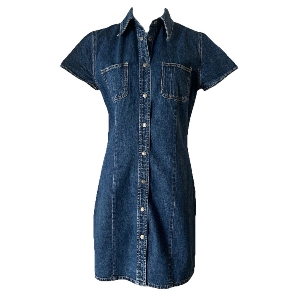 Vintage 2000 GAP Y2K Structured Denim Shirt Dress 10